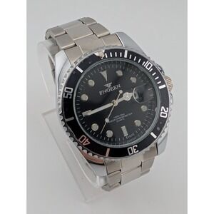 Fngeen Watch Men 43mm Case Black Dial Rotating Bezel 7.75" Band- New Battery